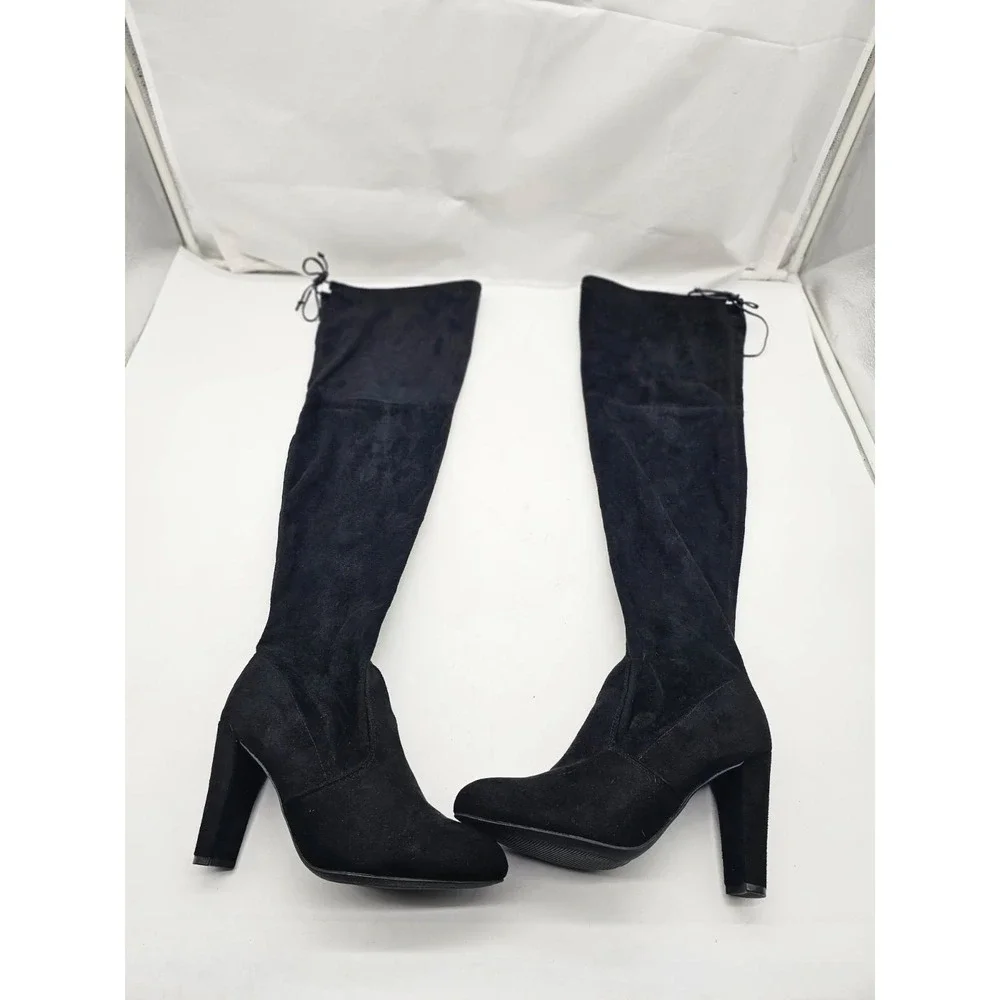 Charlotte Russe Over the Knee Boots Women Size 8 Black t Faux Suede Heel